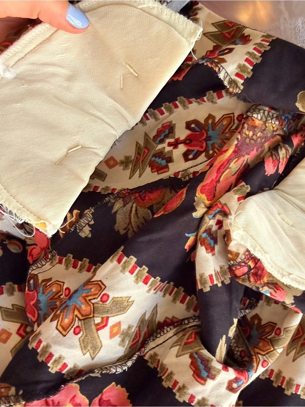 Vintage‎ Nina Piccalino Floral Southwestern Midi Dress Romantic Folk Festival